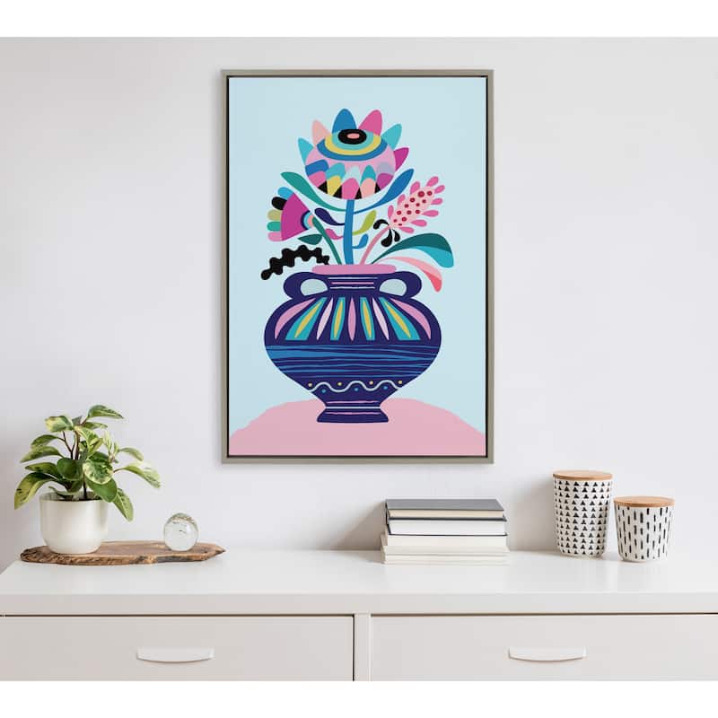 Kate and Laurel Sylvie Whimsical Floral Canvas by Rachel Lee