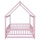 preview thumbnail 24 of 50, Full Size Wooden Bed House Bed with House Roof ,Fence Guardrails