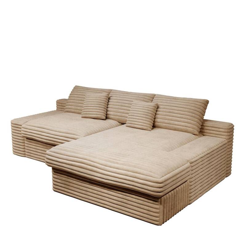 118.1" Modern 2-piece Plush Corduroy Sectional Sofa with Chaise Lounge