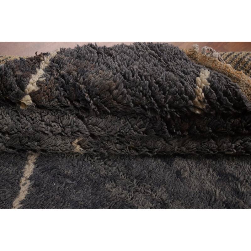 Plush Moroccan Area Rug Hand-Knotted Oriental Wool Carpet - 7'10" x 10'11"
