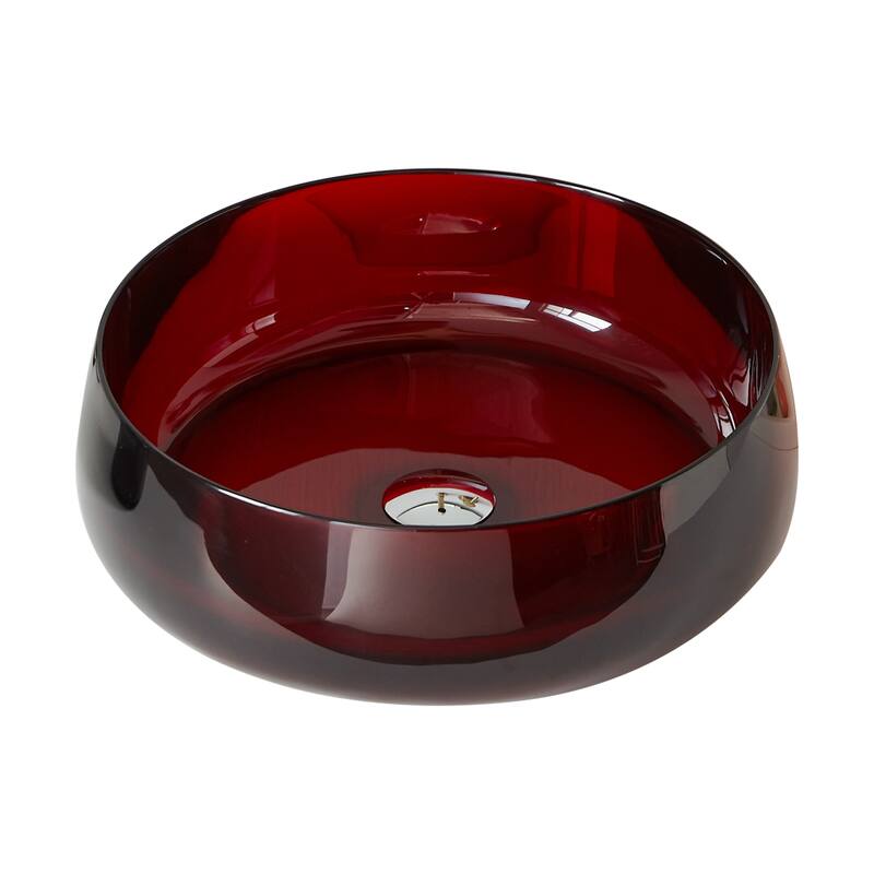 Transparent Resin Vessel Bathroom Sink Included Pop-up Drain and Drain Hose, Modern Above Counter Wash Basin with Center Drain