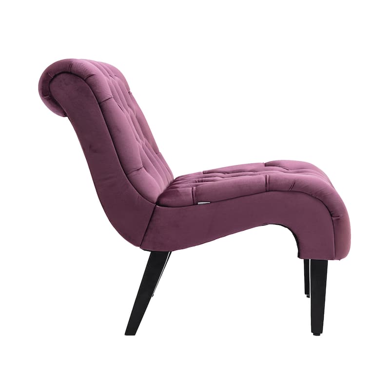 PUrple Modern 22.83" Upholstered Buttons Tufted Accent Chair with Wooden Legs for Living Room
