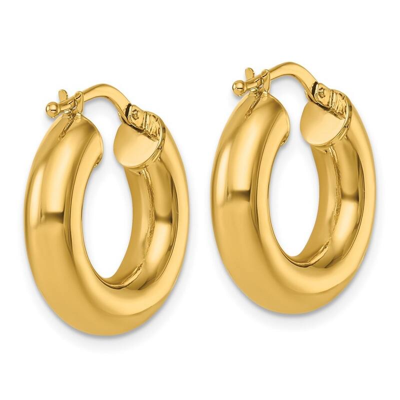 Curata 14k Yellow Gold Polished Round Tube Hoop Earrings - 20.9x20mm