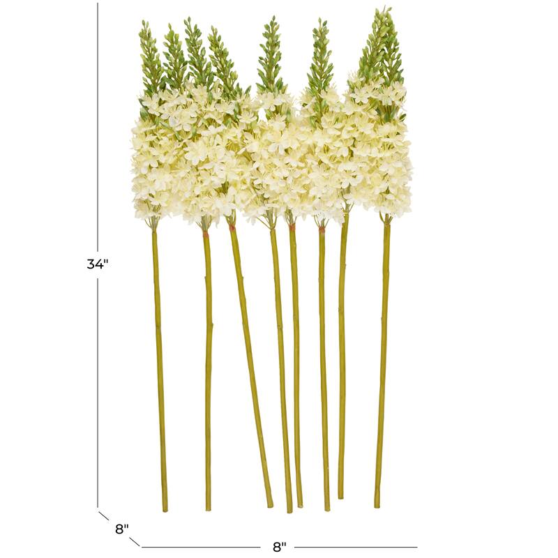 White Faux Foliage Tall Eremurus Artificial Flower Stem (Set of 8)