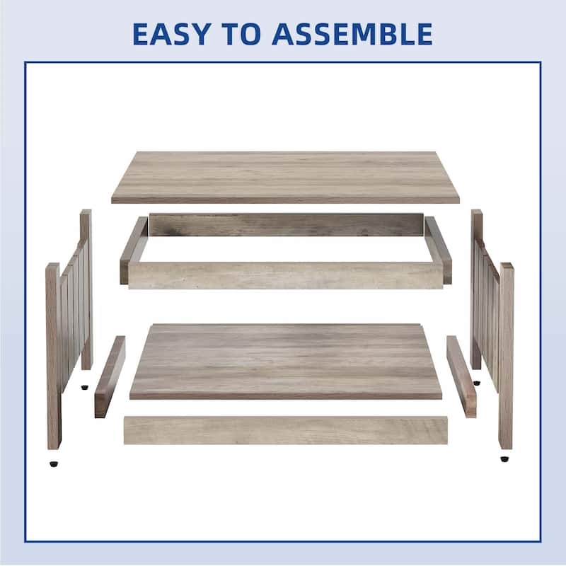 Moasis Farmhouse Coffee Table with Storage for Living Room Square Center Table