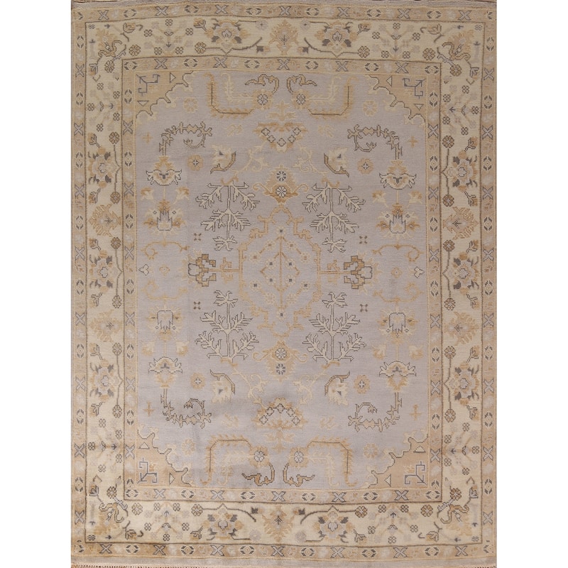 All-Over Oushak Indian Area Rug Hand-Knotted Wool Carpet - 8'2"x 10'0"