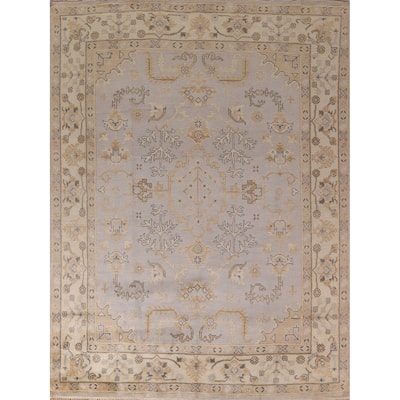 All-Over Oushak Indian Area Rug Hand-Knotted Wool Carpet - 8'2"x 10'0"