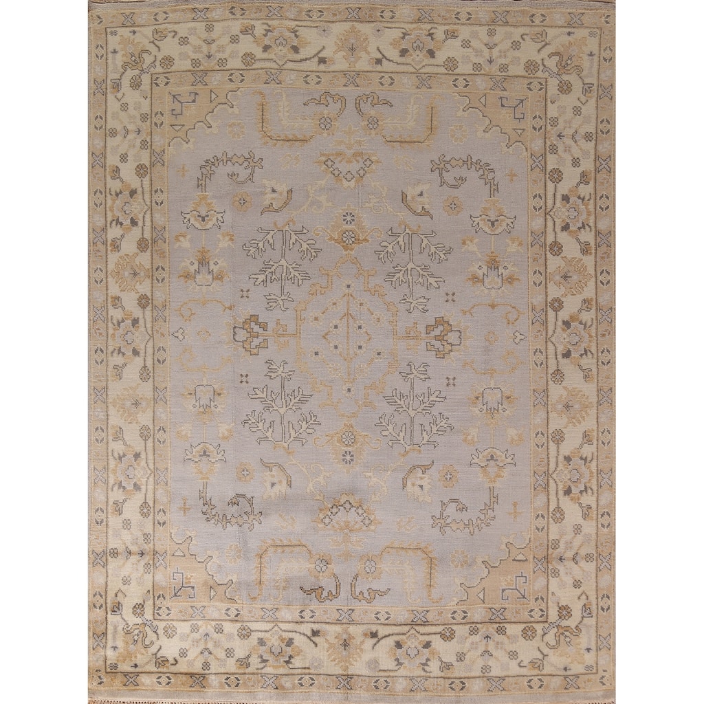 All-Over Oushak Indian Area Rug Hand-Knotted Wool Carpet - 8'2"x 10'0"