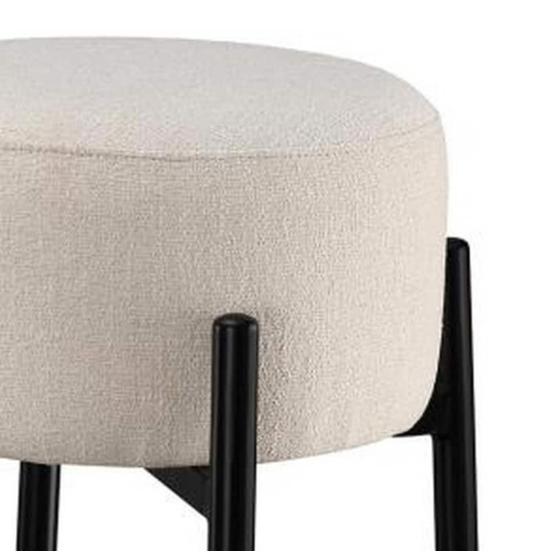 Barstool with Fabric Seat and Tubular Legs, Set of 2, Beige and Black ...