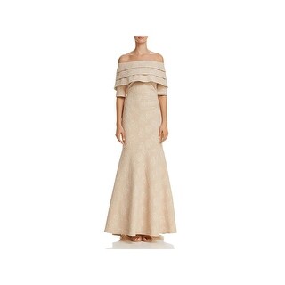 eliza j off the shoulder 3d floral sleeve scuba crepe evening dress