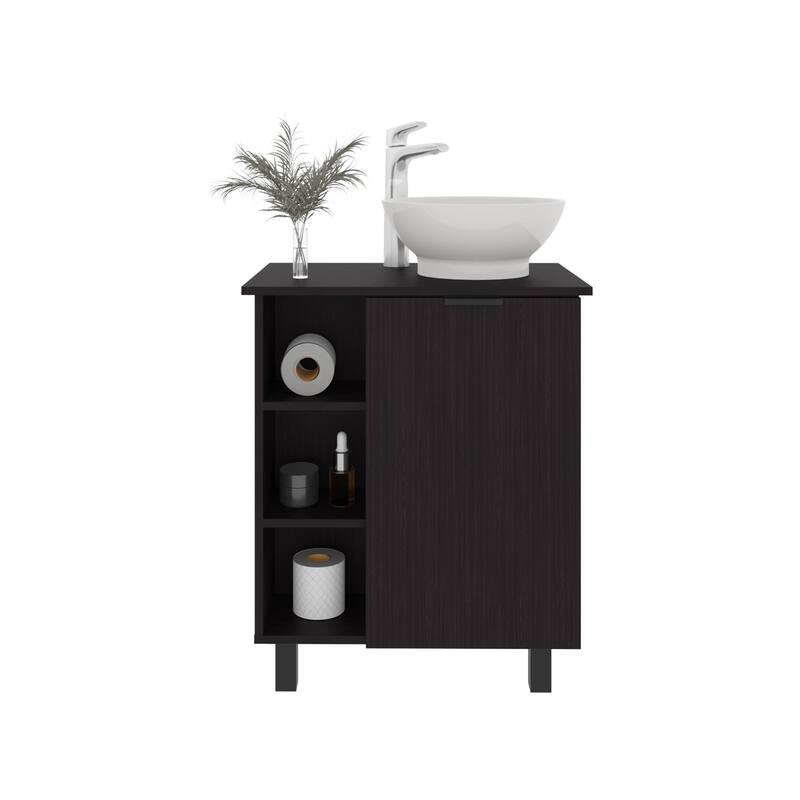 Vanity Sink, 1Door, 4 Legs, 5 Shelves with durable engineered wood construction,easy to assemble