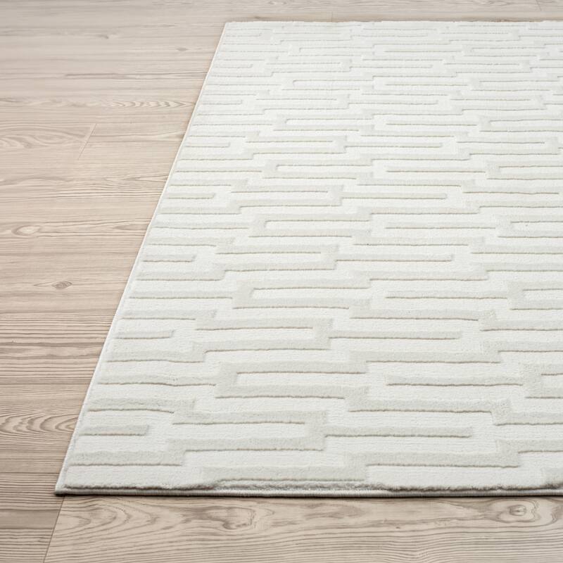 Abani Neutral NTL120A Cream Seamless Geometric Pattern Area Rug