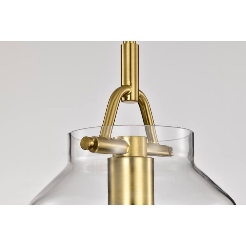 Magno Brass Pendant Light with Clear Glass Lantern Shade - Brass-Clear