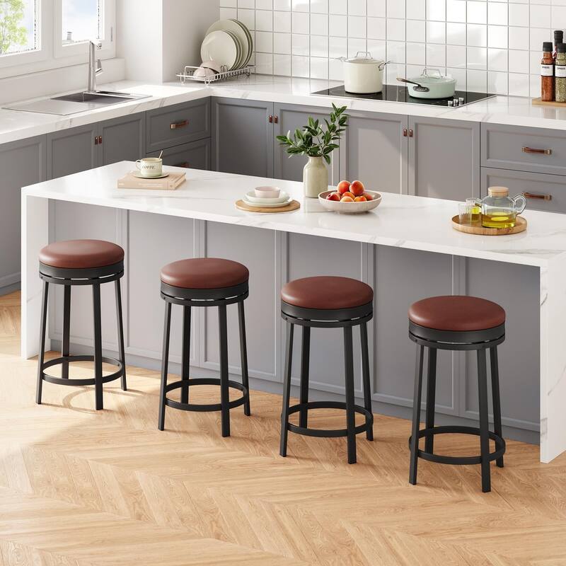 Swivel Bar Stools set of 1/2/4, 24" Counter Height Bar Stools with Footrest