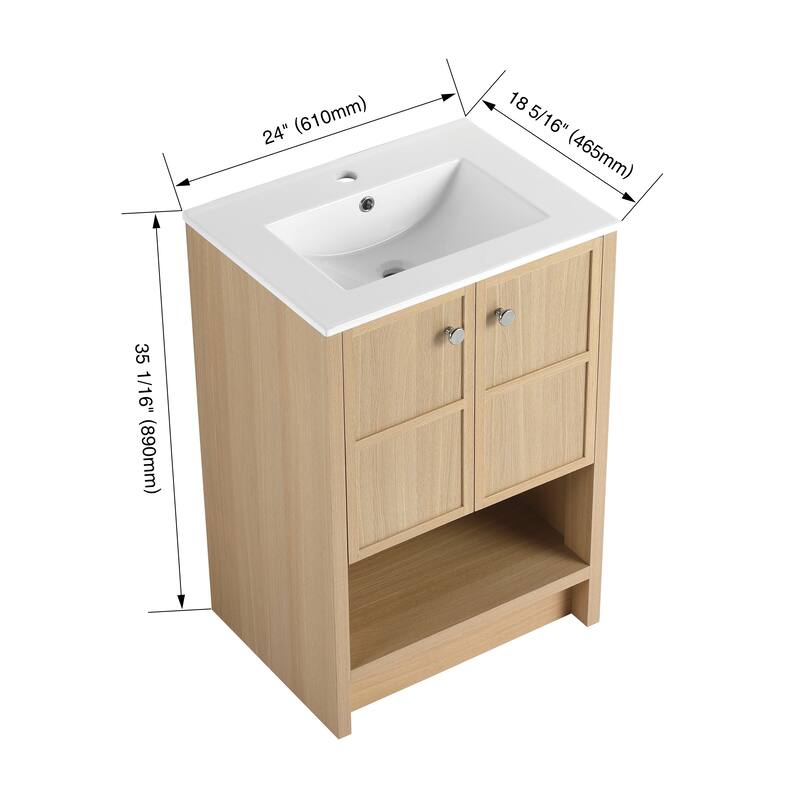 Beingnext 24"/30" Bathroom Vanity with Sink, Floating/Freestanding Bathroom Vanity with Soft Close Door
