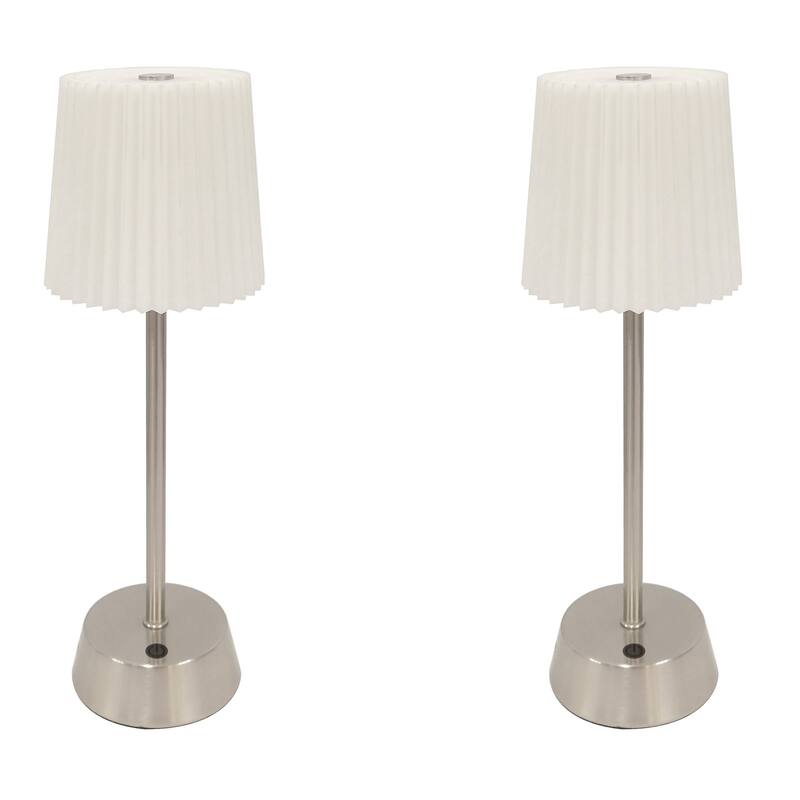 Rechageable Led Table Lamp Brushed Steel (Set of 2) - Steel