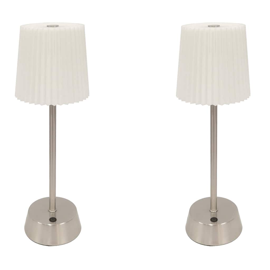 Rechageable Led Table Lamp Brushed Steel (Set of 2)