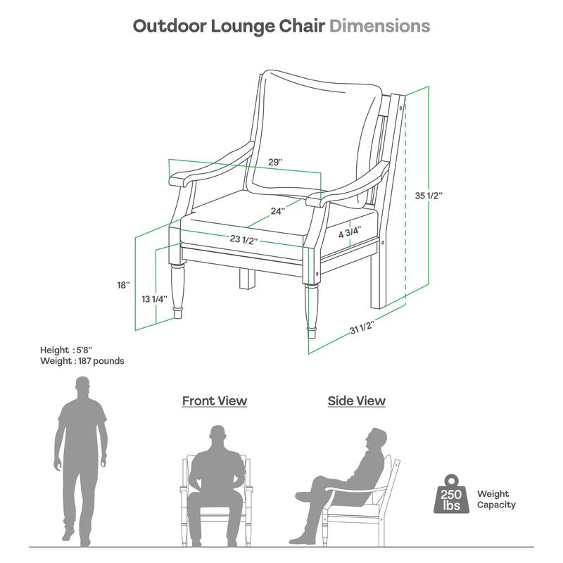 Cambridge Casual Livingston Teak Outdoor Club Chair with Cushion