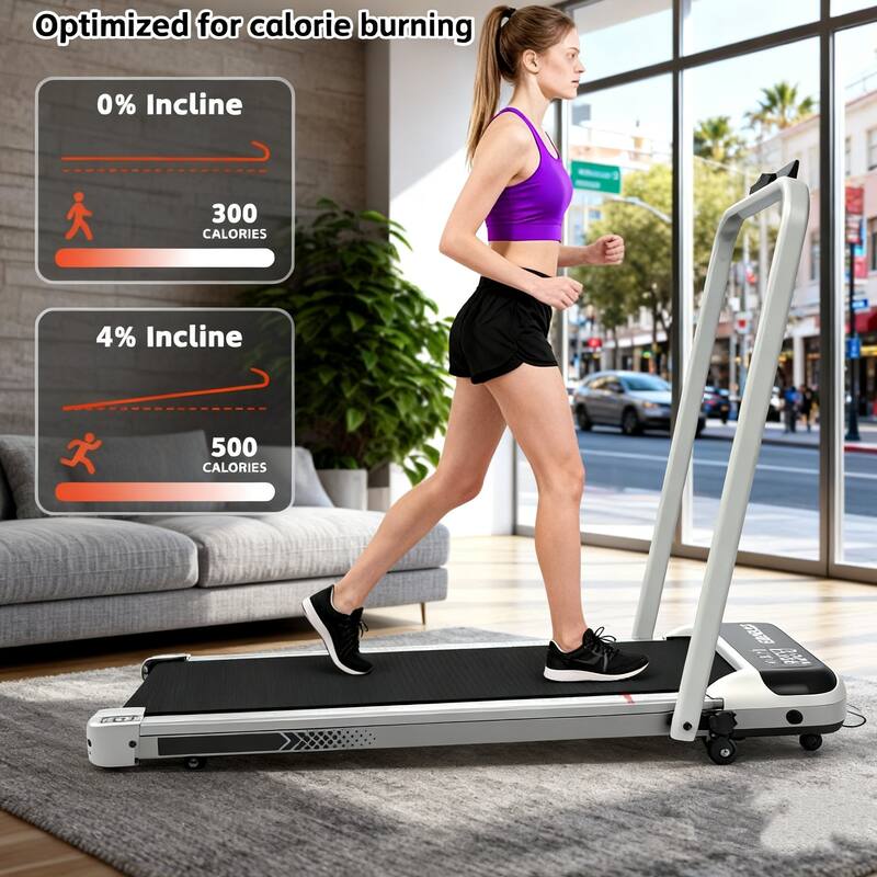3 in 1 Under Desk Treadmill with Incline, Walking Pad with Handle Bar with Remote Control & LED Display, Foldable Treadmills