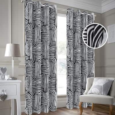 Ashton Geometric Room Darkening Window Curtain Panel Pair