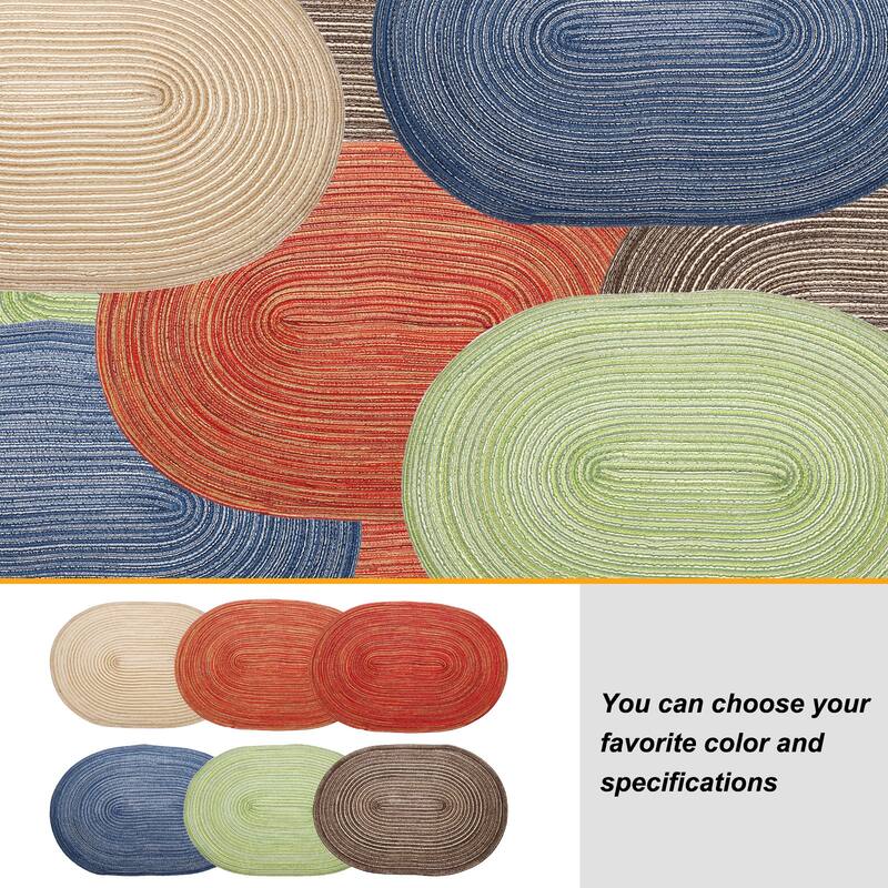 6pcs Oval Braided Placemats 19.7" Non-Slip Washable Oval Table Mats