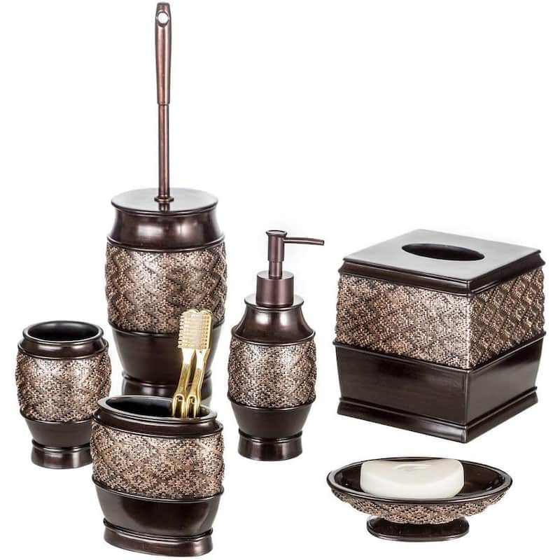 Creative Scents Dublin Brown Bathroom Accessories Set - 6-Piece