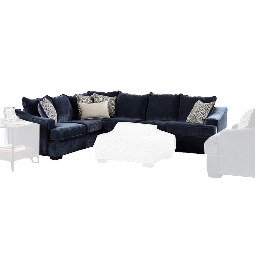 Gini Sectional Sofa, Navy Blue Chenille, 5 Accent Pillows, 98 Inch -  Overstock - 42581155, image size:1024x1024