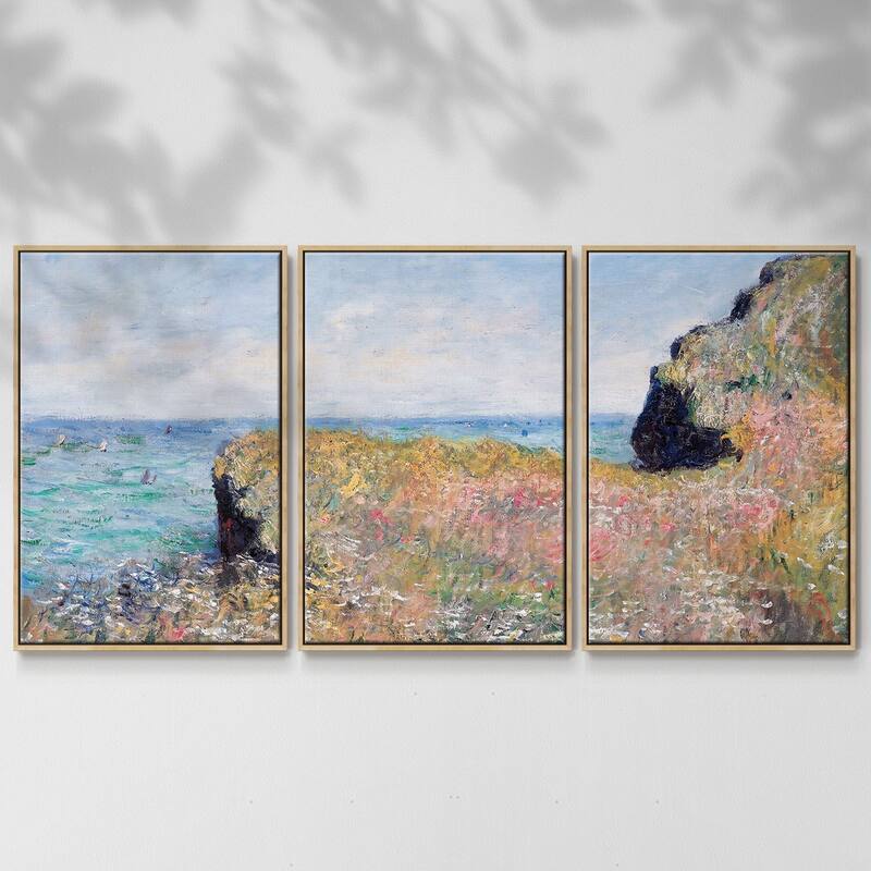 Edge of the Cliff, Pourville, 1882 - Multi Piece Framed Canvas - 24 x 36 - Natural