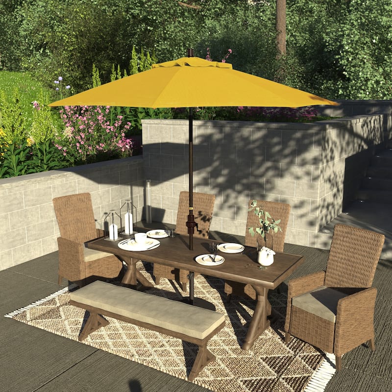 California Umbrella 9' Sun Master Series Patio Umbrella Bronze Aluminum Pole Fiberglass Ribs Crank Lift Collar Tilt Royal Blue - Lemon