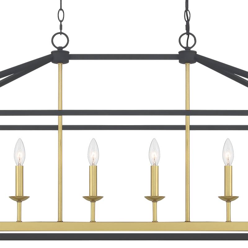 Finnick Mid-century Modern 6-light Rectangle Kitchen Island Lights Lantern Candle Chandelier - 49 inches