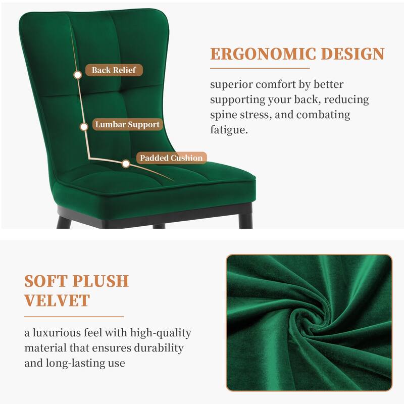 Modern Velvet Upholstered Dining Chairs, Set of 2/4 - 35.8"H x 18.9"W x 23.2"D