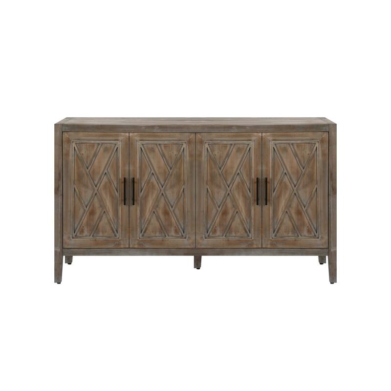 59.8in Vintage 4 Door Wooden Sideboard Living Room Entryway Cabinet