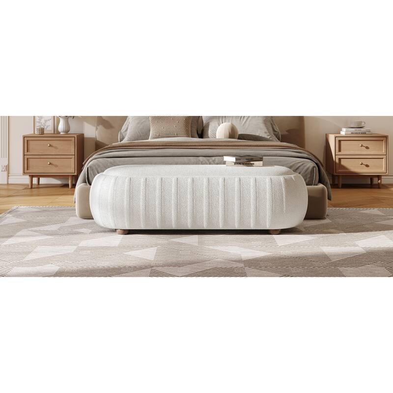 Christopher Knight Home - Curve Modern Upholstered Wooden Ottoman with Oval Design
