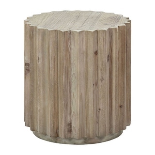 Emerson 33-inch Diameter Round Reclaimed Pine Block End Table with ...