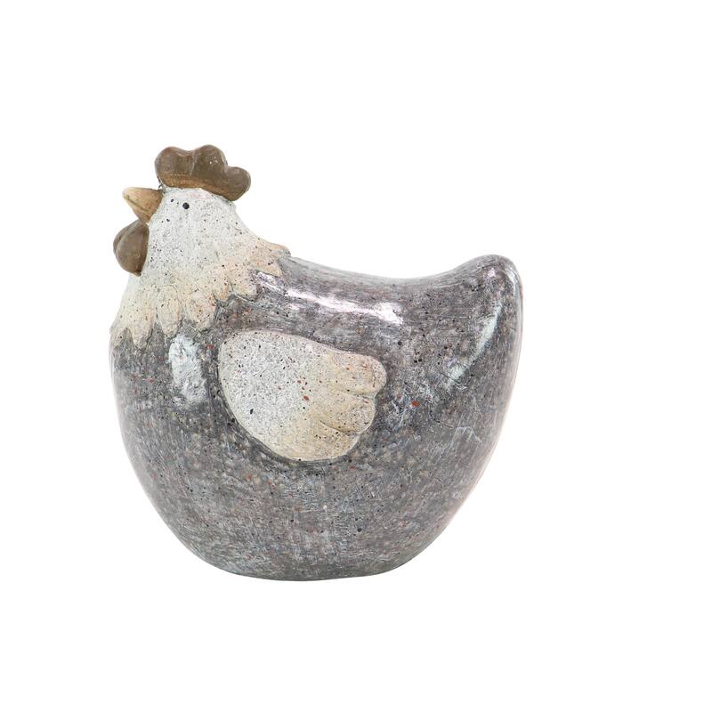 Gray Polystone Indoor Outdoor Chicken Decorative Garden Sculpture