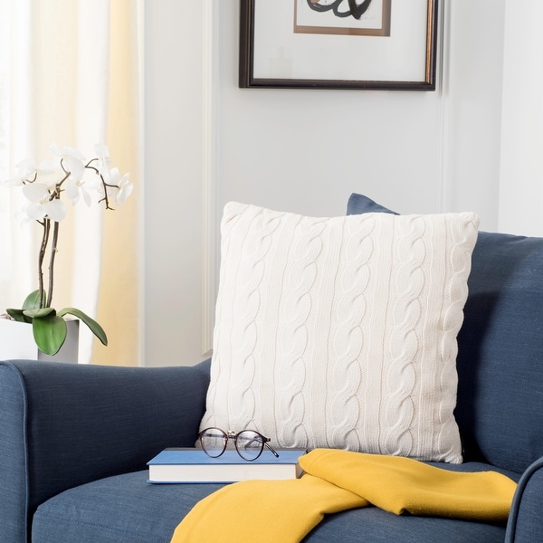 SAFAVIEH Sweater Knit Cotton Natural 20 inch Decorative Pillow