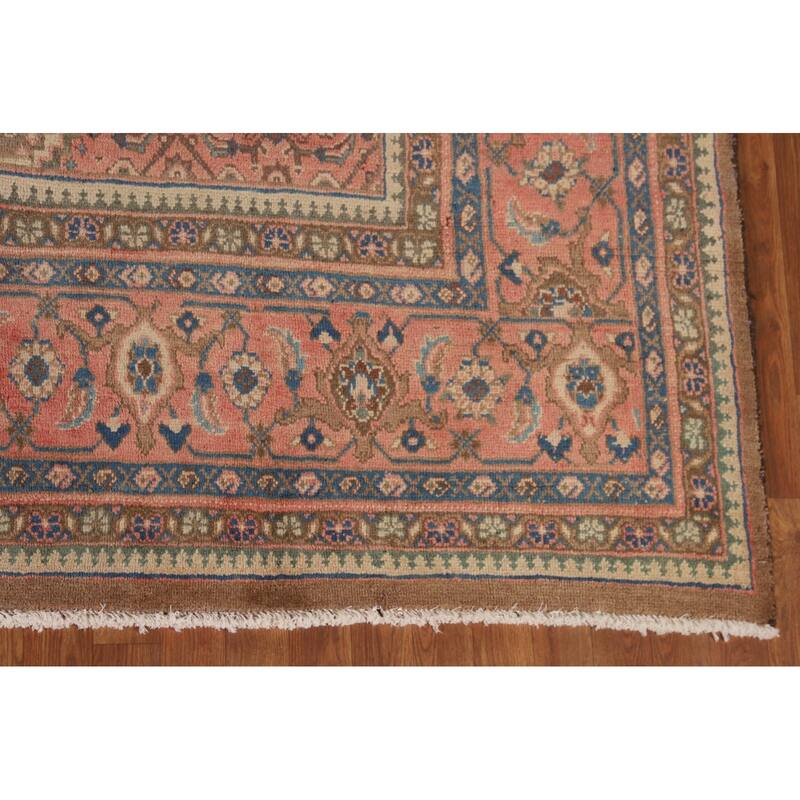 Brown & Pink Mahal Persian Vintage Rug Handmade Wool Carpet - 9'11"x 12'10"