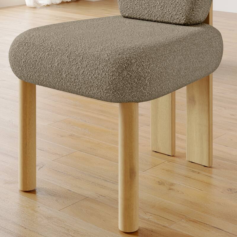 Corvus Delhi Teddy Fabric Upholstery Dining Chairs with Wood Legs (Set of 2)