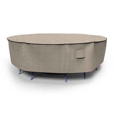 Budge Round Patio Table/Chairs Combo Cover, English Garden, Tan Tweed