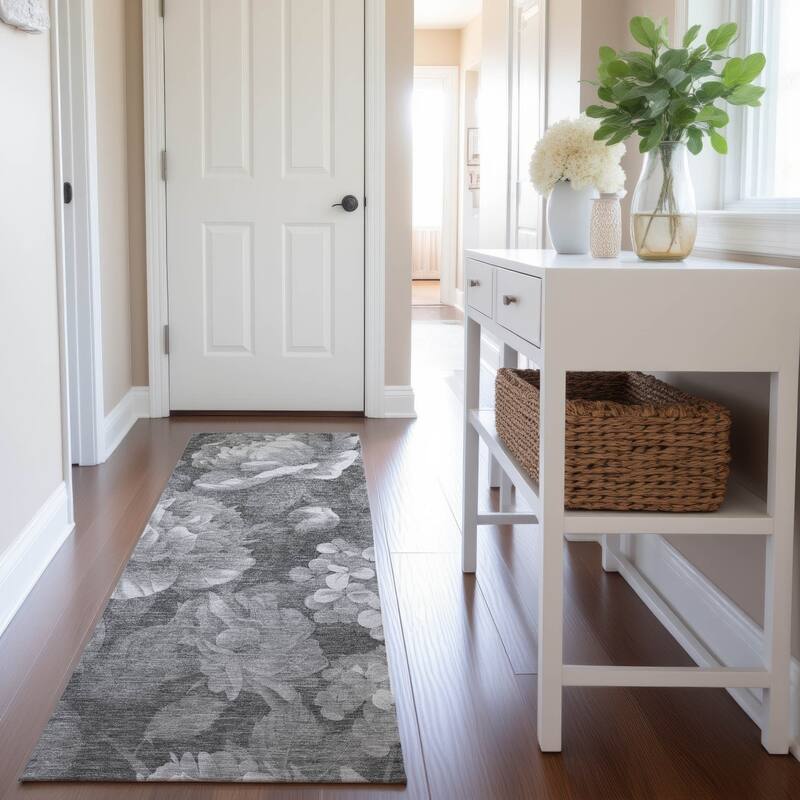 Premium Washable Super Soft Floral Mayfield Rug - Gray - 2'3" x 7'6"