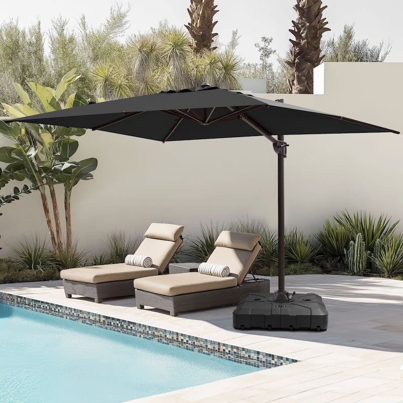 Pellebant 9 FT x 12 FT Outdoor Patio Cantilever-Offset Umbrella with Base