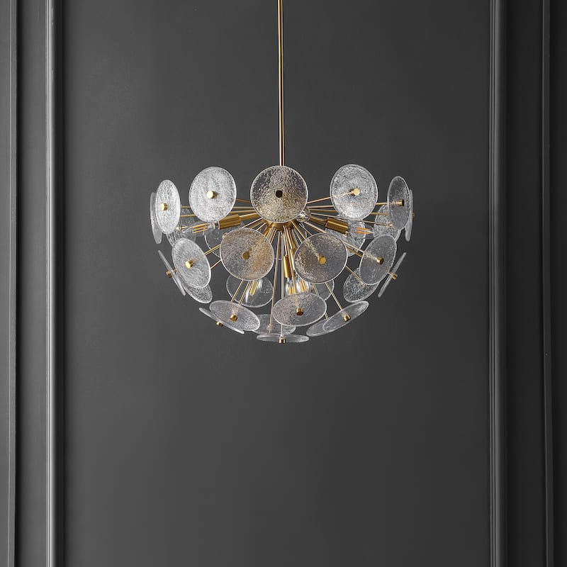 SAFAVIEH Lighting Meene 6 Light 24" Pendant - 24" x 24" x 23-53" - withD/H - Brass - 24Wx24Dx53H