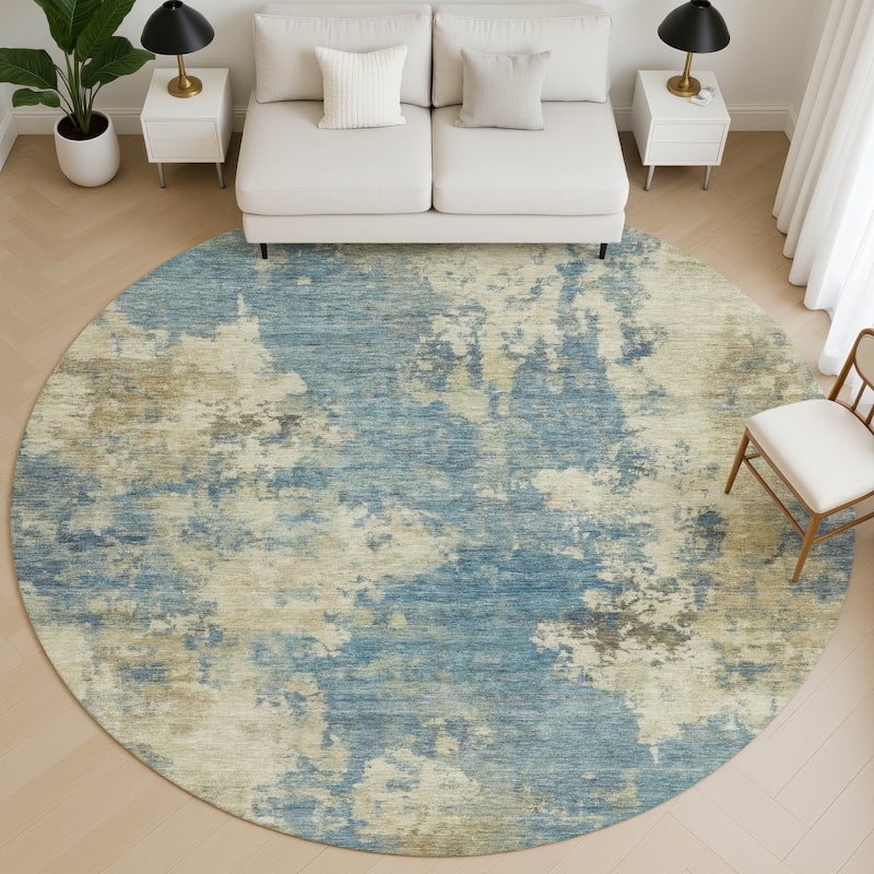 Premium Washable Super Soft Abstract Casual Mayfield Rug - Blue - 8' x 8'
