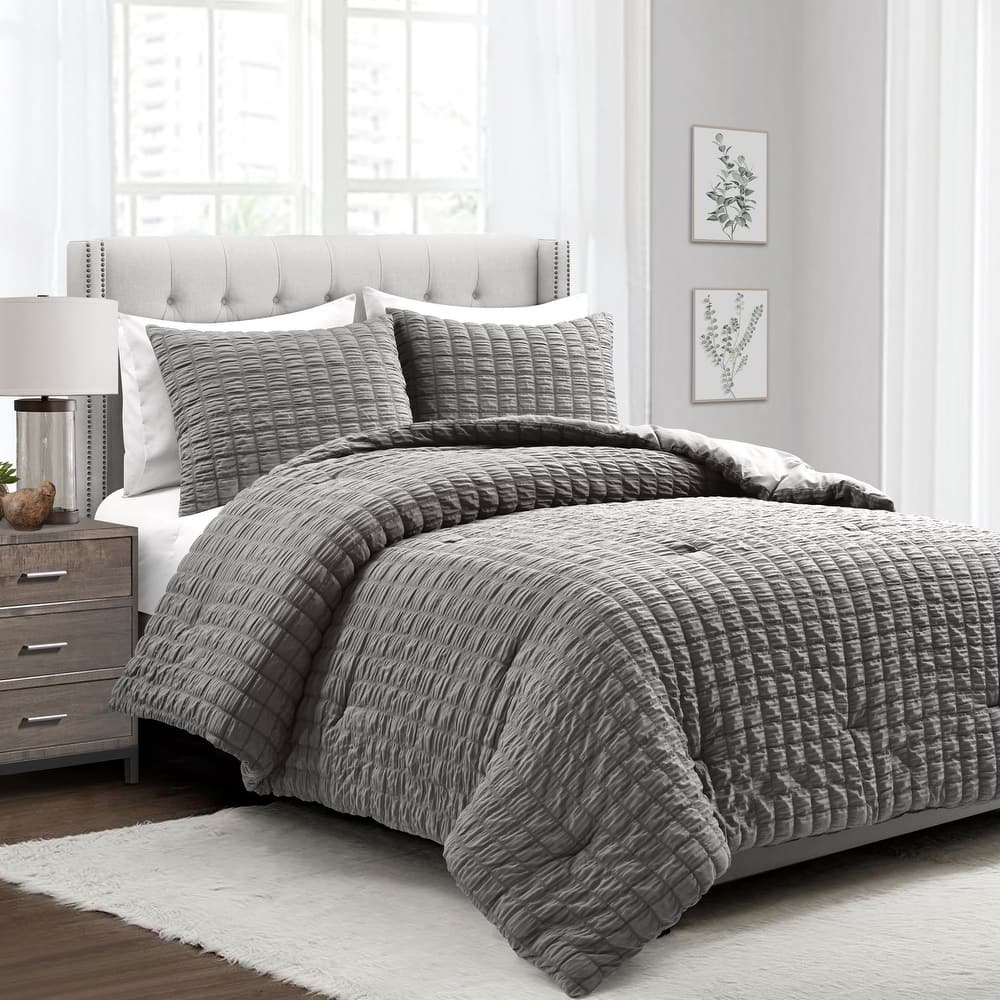 Lush Decor Crinkle Textured Dobby Comforter Set