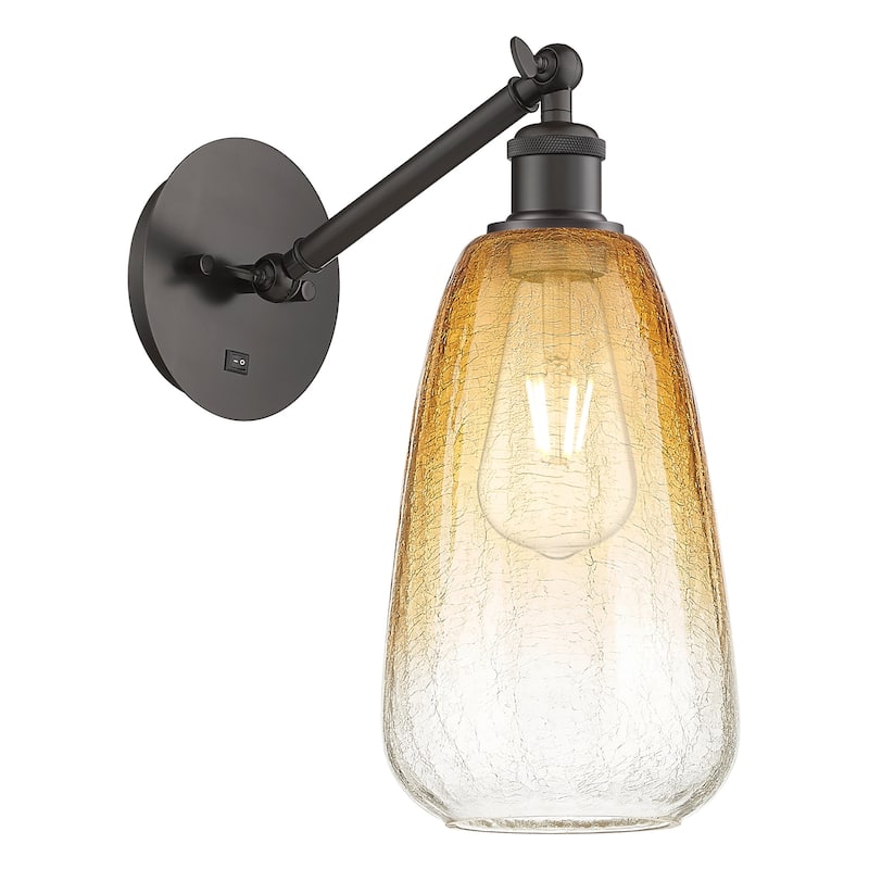 Innovations Lighting 317-1W-13-6 Brookhaven Almond Sconce Brookhaven - Oil Rubbed Bronze / Amber
