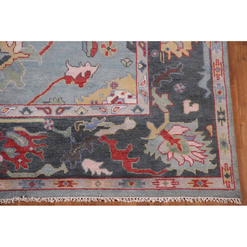 Blue Oushak Oriental Area Rug Handmade Wool Carpet - 8'1"x 9'10"