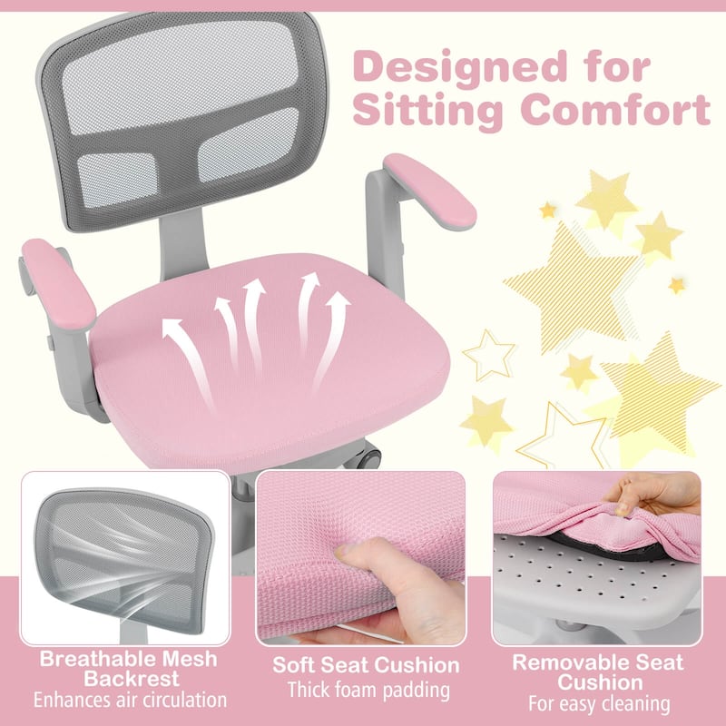 Costway Kids Desk Chair Children Study Chair with Adjustable Height, - See Details