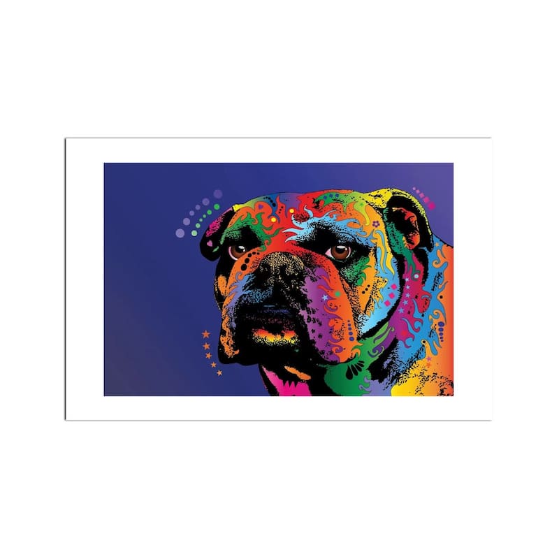 Rainbow Bulldog Fine Art Paper Print by Michael Tompsett - Multi