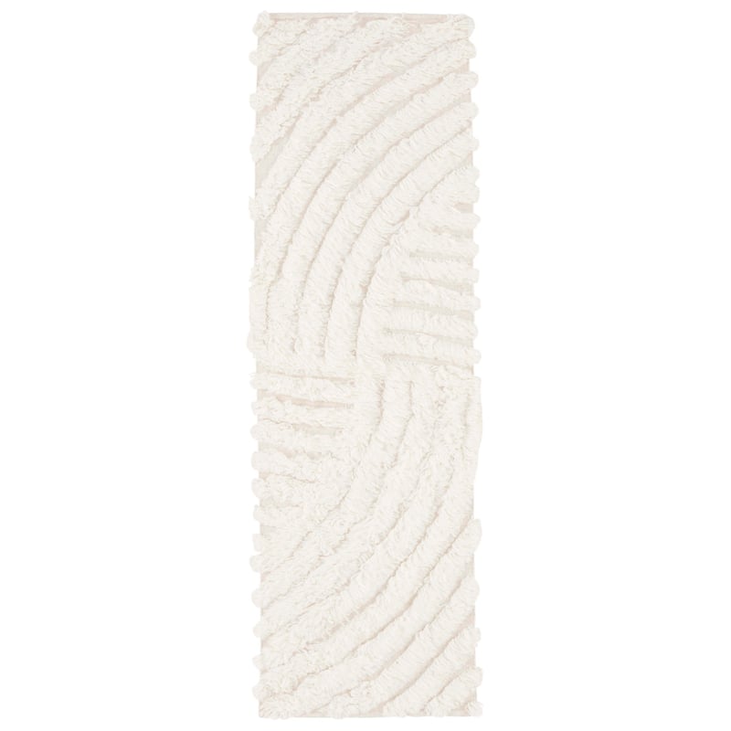 SAFAVIEH Handmade Casablanca Ninell Shag Wool Rug - 2'3" x 8' Runner - Ivory
