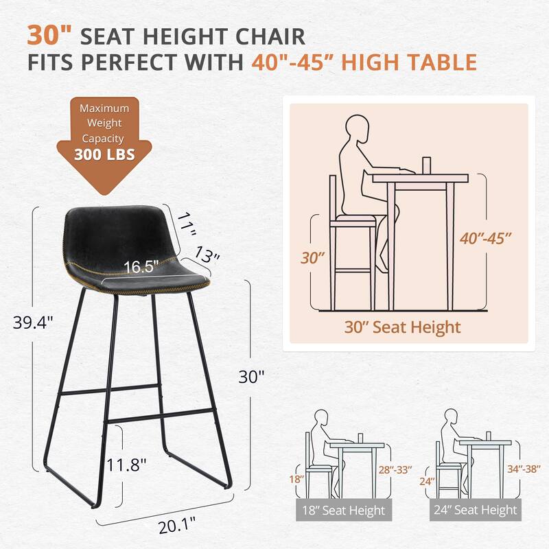 Modern Faux Leather Metal Frame Counter Height Bar Stools (Set of 3)